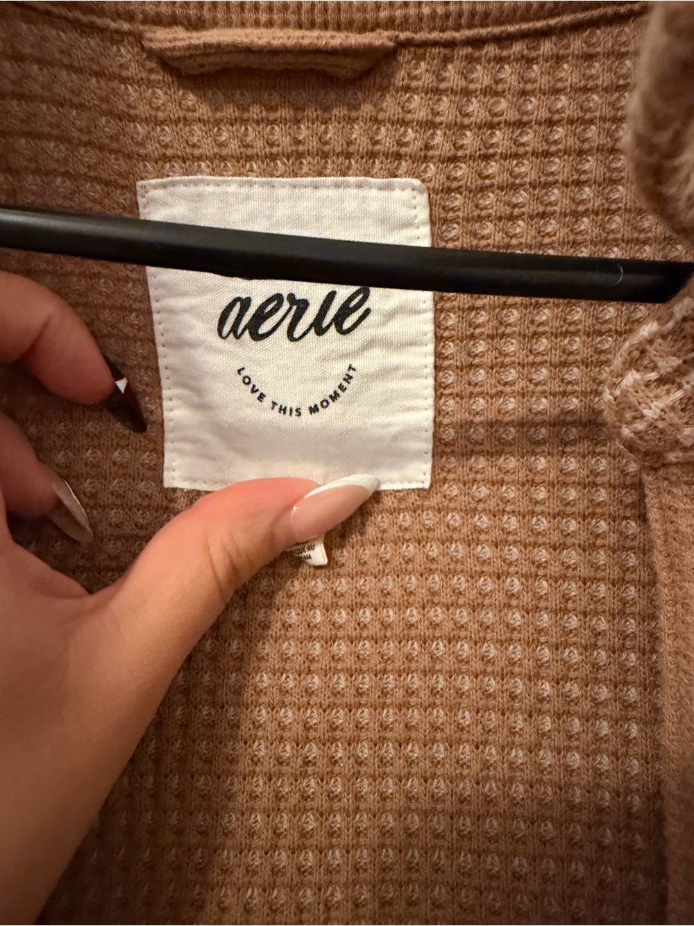 aerie Tan Waffle-Knit Shirt - Picture 6 of 7